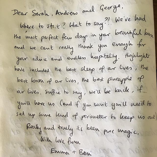 We have been totally blessed with the most beautiful guests. Grateful is an understatement. The only thing that consoles us when they leave is the letter and promises to return. #thebarnathillhouse #airbnb #airbnbletters